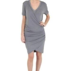 The Kooples Stretch V-Neck Crepe Dress Short Sleeve Size XS Gray